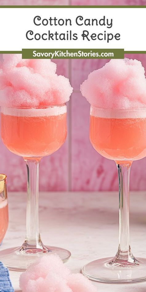 Who doesn’t love the whimsical delight of cotton candy? This Cotton Candy Cocktails Recipe brings a fun twist to your favorite candy drinks! Perfect for parties or a sweet treat, you’ll impress your guests. Save this recipe for a colorful celebration that will leave everyone smiling! Prosecco And Cotton Candy, Cotton Candy Mocktails Non Alcoholic, Drinks With Cotton Candy On Top, Cotton Candy Drink For Kids, Cotton Candy Drinks Non Alcoholic, Cotton Candy Mocktail Recipe, Cotton Candy Drinks Alcohol, Cotton Candy Punch, Cotton Candy Shots