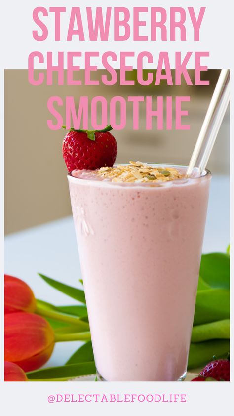 Creamy Strawberry Cheesecake Smoothie tastes calorific but is made with Cottage Cheese! Cottage Cheese Cheesecake Smoothie, Protein In Cottage Cheese, Cottage Cheese Smoothie Recipes, Strawberry Cheesecake Smoothie, Cottage Cheese Smoothie, Oats Smoothie Recipes, Sugar Free Breakfast, Cheesecake Smoothie, Cheesecake Mix