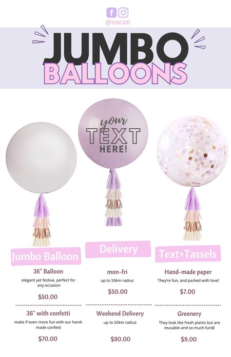 Transform Your Balloon Business with Our Editable Balloon Menu Templates! 🎈 Perfect for Balloon Artists. Bring your balloon decor vision to life and wow your clients with professional pricing and presentation. Download now and elevate your event styling business! #BalloonMenu #BalloonMockup #BalloonDecor #CustomTemplates #EventStylist #PartyPlanning #EditableMenu #CanvaTemplates #EventDesign #BalloonArtist #EventPlanning #WeddingStyling #PartyDecor Balloon Menu Pricing, Balloon Styling, Balloon Bar, Bobo Balloons, Styling Business, Balloons Bouquet, Balloon Business, Balloon Prices, Jumbo Balloons