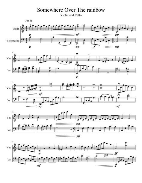 Print and download in PDF or MIDI Somewhere Over The rainbow. Free sheet music for Violin, Cello. Made by Emily Carr 2. Beginner Violin Sheet Music, Sheet Music Tattoo, Free Violin Sheet Music, Music Printables, Cello Sheet Music, Violin Cello, Master And Commander, Rainbow Music, Drum Sheet Music