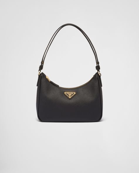 Black Prada Re-edition Saffiano Leather Mini Bag | PRADA Prada Saffiano Bag, Prada Saffiano Leather Mini Bag, Black Prada Bag, Saffiano Leather Mini Bag, Fall Purses, Prada Mini Bag, Luxury Stuff, Dream Items, Prada Mini