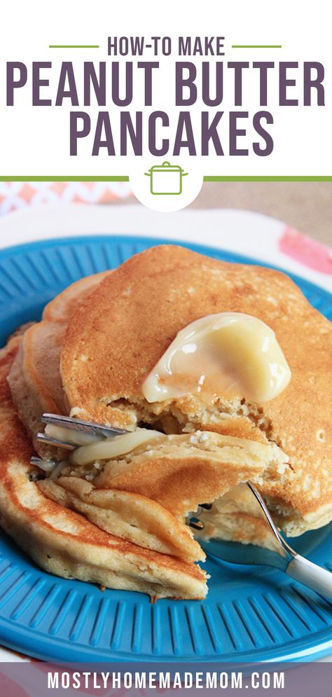 Peanut Butter Pancakes Easy, Pb Pancakes, Peanut Butter Pancake Recipe, Peanut Butter Egg, Homeschool Meals, Crescent Dogs, Pb2 Recipes, Bisquick Pancakes, Homemade Bisquick