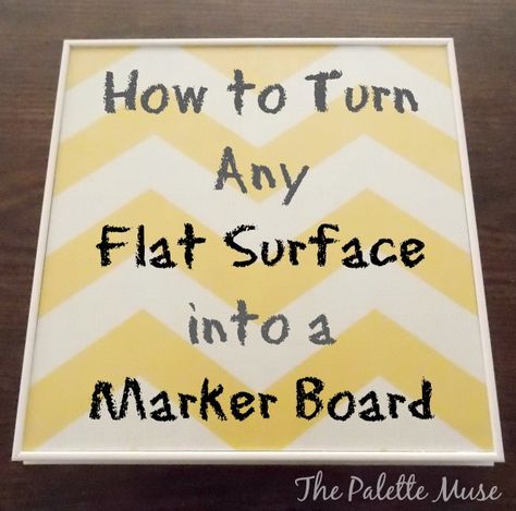 Turn Any Flat Surface into an Erasable Marker Board, with one easy and cheap ingredient! Black Dry Erase Board, Dry Erase Table, Dry Erase Board Wall, Diy Dry Erase Board, Diy Whiteboard, Dry Erase Paint, Diy Marker, Diy Playroom, Erasable Markers