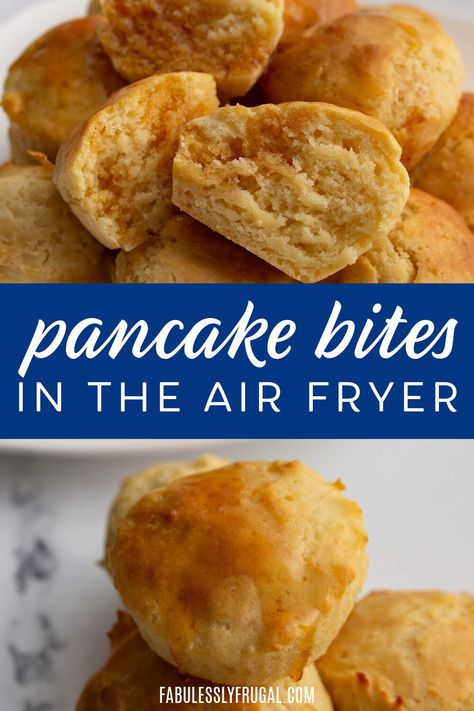 Pancake Bites Recipe, Air Fryer Cake Recipes, French Toast Bites, Air Fryer Recipes Breakfast, New Air Fryer Recipes, Pancake Bites, Air Fryer Cooking Times, Bites Recipes, Banana Muffin Recipe