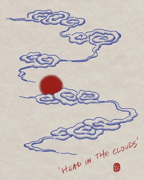 Tattoo Khruangbin Tattoo, Asian Clouds Tattoo, Chinese Cloud Tattoo, Red Cloud Tattoo, Chinese Clouds Tattoo, Cloud Tattoo Stencil, Head In The Clouds Tattoo, Japanese Cloud Tattoo, Hong Kong Tattoo