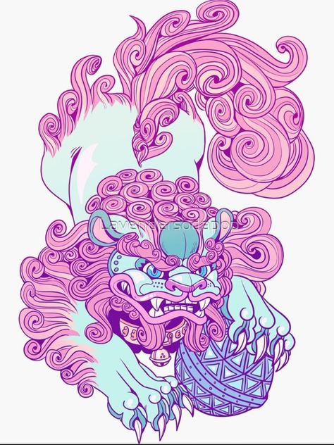 Snow Lion Tattoo, Japanese Foo Dog, Foo Dog Tattoo Design, Traditional Japanese Tattoo Flash, Dog Tattoo Design, Tiger And Dragon, Hamsa Hand Tattoo, Foo Dog Tattoo, Snow Lion