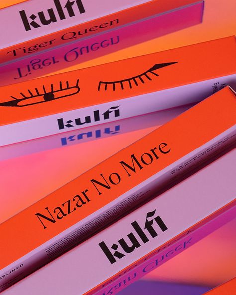 Badal Patel creates identity for Kulfi, a South Asian cosmetics brand challenging 'Eurocentric views and patriarchal culture' | Creative Boom Maximalist Branding, Beauty Brand Identity, Beauty Identity, Makeup Packaging, Feminine Branding, Makeup Package, Skincare Packaging, Restaurant Ideas, Beauty Case