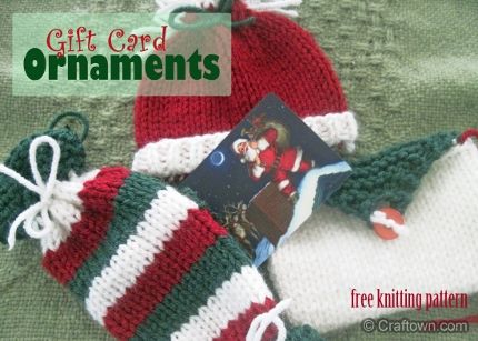 Thinking Christmas already? These gift card holder ornaments from Craftown are cute, easy and, in different colors would be great for different occasions. Card Ornaments, Holiday Gift Card Holders, Simple Holiday Gifts, Christmas Knitting Patterns Free, Christmas Knit, Holiday Gift Card, Gift Card Holders, Christmas Knitting Patterns, Crochet Christmas Ornaments