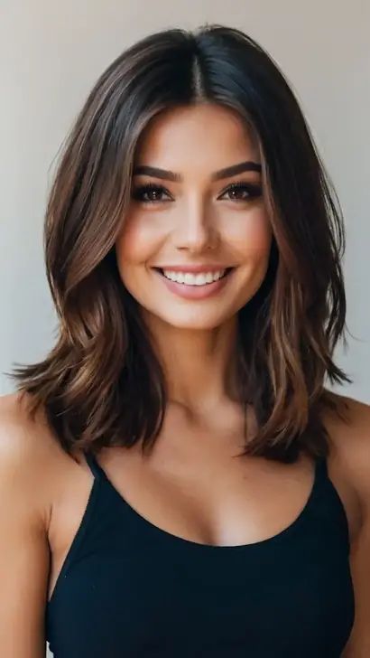 15 Stylish Mid-Length Bob Haircut Ideas to Rock This Season - TecArticles Haircuts For Mid Length Straight Hair, Medium Hair One Length, Haircut In Layers Mid Length, Short Brunette Hair For Round Face, Hairstyles Armpit Length, Midlength Haircuts With Layers Long Bobs, Midlength Haircuts Brunette, Medium Length Haircut With Balayage, Medium Length Hair For Wavy Hair