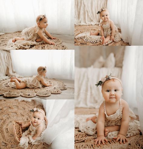 Boho Studio Setup, Boho Mini Session Photo Shoot, Boho Sitter Session, Sitter Photoshoot Ideas, Studio Mini Session Ideas, Boho Studio Photography, Boho 6 Month Photoshoot, 3 Month Milestone Pictures, Easter Photography Ideas Mini Sessions