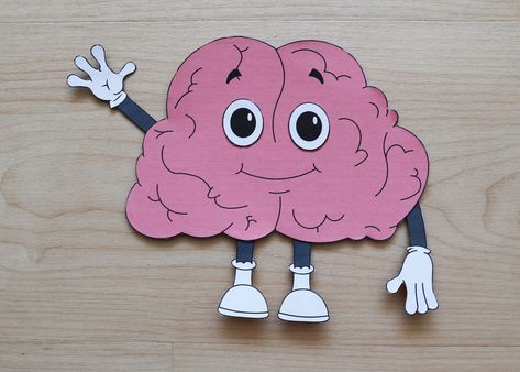 Check out this adorable cartoon brain paper craft on BrainFrame! #brain #psychology #science #kids #crafts #craftsforkids Brain Craft Preschool, Brain Preschool Activities, Psychology Crafts, Cute Brain Drawing, Brain Crafts For Kids, Brain Coloring Page, Brain Activities For Kids, Brain Printable, Brain Template