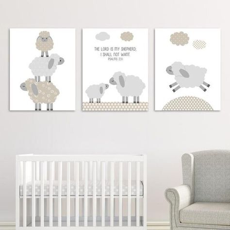 sheep themed nursery Lamb Nursery Decor, Gender Neutral Baby Room, Sheep Nursery, Lamb Nursery, Sheep Wall Art, Baby Wall Decor, Girls Wall Decor, Baby Room Neutral