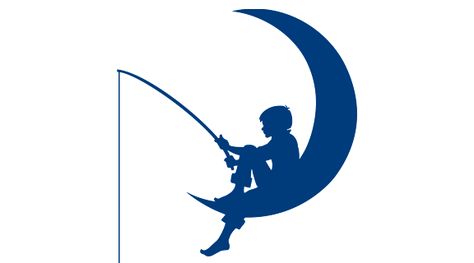 Although the Dreamworks logo isn't very descriptive of what they do as a company, the illustration is so great that I can't fault it for anything.  The blue color is comforting and fits in with the theme of the kid sitting on the Moon.  It's a play on what people might dream of or how dreams work, which sort of relates back to movies but the relation to movies isn't important.  The connection to Dreamworks is so effective because of the simply, monochrome design. Dream Works Logo, Dreamworks Tattoo, Dreamworks Studios, Moon Outline, Film Logo, Entertainment Logo, Fish Tattoo, Dream Symbols, Monochrome Design