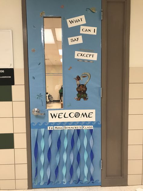 #Moana #Maui #classroom #decor #Disney Moana Door Decorations Classroom, Lilo And Stitch Classroom Door, Ohana Classroom Theme, Moana Classroom Theme, Moana Door Decoration, Moana Classroom Door, Lilo And Stitch Classroom Decorations, Aloha Classroom Door, Moana Decor