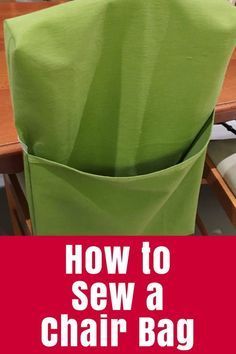 How to Sew a Chair Bag Tutorial: Learn how to sew a chair bag - a simple bag that hangs over the back of chair with a pocket for school books or folders. School Bag Storage, Chair Pockets, Simple Bag, Beginner Sewing Projects Easy, Fabric Purses, Sewing Projects For Kids, Leftover Fabric, Bag Chair, School Books