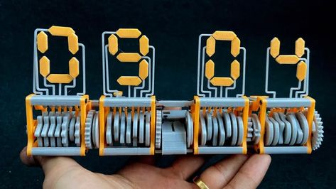 Seven Segment Display, Mundane Objects, Unusual Clocks, Mechanical Clock, 3d Printing Diy, Clock Wallpaper, 3d Printer Diy, 3d Printed Metal, 3d Printing Projects