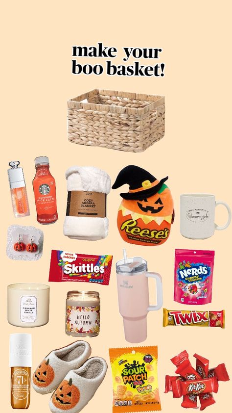 #spooky #cozy #boobasket #halloween #preppy #boo #candy #cute Boo Basket For My Daughter, Boo Basketball Ideas, Boo Basket Ideas For Friends Cheap, Preppy Boo Basket, Simple Boo Basket Ideas, Cheap Boo Baskets For Friends, Boo Basket For Daughter, Boo Basket Ideas For Teen Girl, Boo Basket Teen Girl