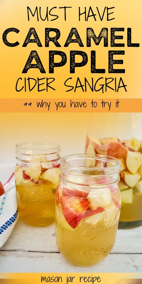 Sangria Recipes Fall, Apple Wine Sangria, Fall Sangria Recipes White, Sangria Apple Cider, Pear Caramel, Apple Sangria Recipes, Thanksgiving Recipes Drinks, Apple Cider Sangria Recipe, Fall Sangria Recipes