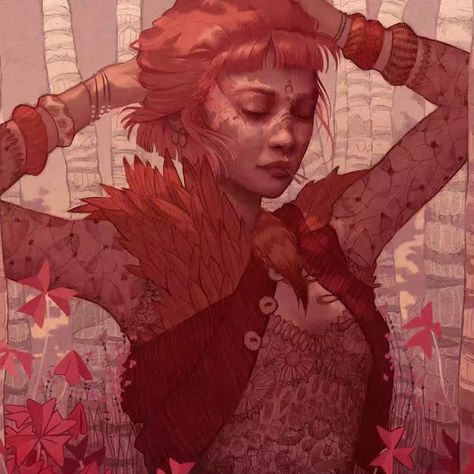 5,794 Me gusta, 48 comentarios - Chantal Horeis (@chantalhoreis) en Instagram: "Some of you might remember the sparrow princess. She is about to turn a year old in a couple of…" In The Woods, Digital Illustration, Red, Hair, Art