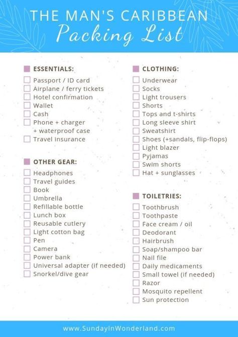 Caribbean Packing List, Caribbean Cruise Packing List, Honeymoon Caribbean, Cruise Packing List Caribbean, List Infographic, Caribbean Cruise Packing, Cruise Outfits Caribbean, Beach Packing List, Weekend Packing List