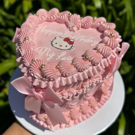 🎀Happy Birthday My Love🎀 Pink coquette hk birthday cake💗🎀 • • • #cutecakes #vintagecakes #heartcakes #occakes #socalcakes #birthdaycakeinspo #orangecountycakes #weddingcakes #ocevents #cakes #cakebusiness #smallcakebusiness #pinkcoquette #hellokittycake #thelayeredbakery Visual Affirmations, Hello Kitty Birthday Theme, Hello Kitty Cookies, Hello Kitty Birthday Cake, Fondant Cake Designs, Hello Kitty Birthday Party, Bow Cakes, Kitty Cake, Heart Shaped Cakes