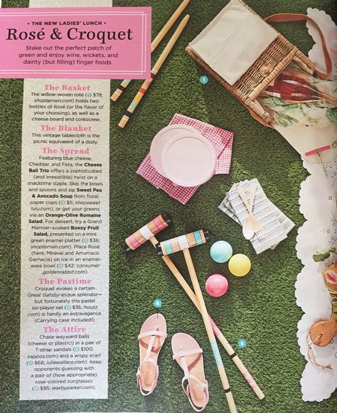 Rosé & Croquet Party | Country Living May 2017 Croquet Themed Party, Rose And Croquet Party, Croquet Garden Party, Croquet Party Ideas, Hampton Party Theme, Garden Party Activities Adults, Hamptons Party Theme, Country Club Bachelorette Party, Country Club Party Theme