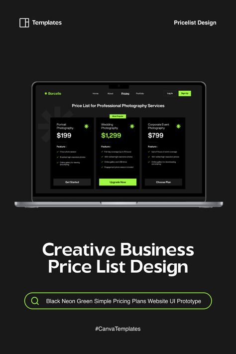 Creative Business Price List Design Price List Design, Verde Lima, Price Plan, List Design, Graffiti Cartoons, Black Neon, Website Design Inspiration, Plan Design, Price List