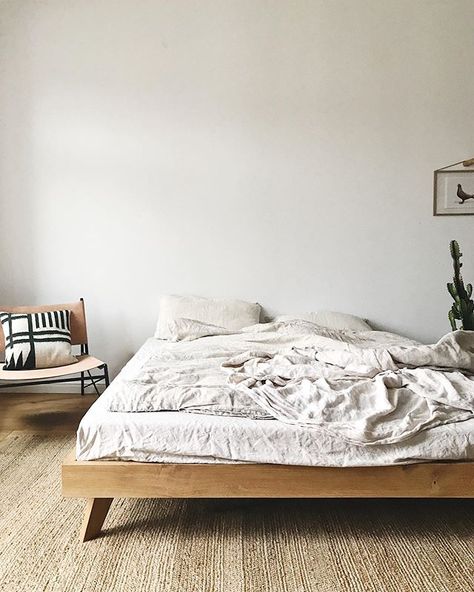 Oak Bed and Lounge Chair in our studio. Happy thursday all! #nutsandwoods #minimalism #minimalinterior #cleandesign #scandinavianmodern #bedroominspo #bedroominspiration #gooddesign #minimalisthome Futon Bedroom Ideas, Minimal Bed Frame, Minimal Bed, Futon Bedroom, Oak Bed Frame, Oak Bed, Room Aesthetics, Oak Beds, Ikea Bed