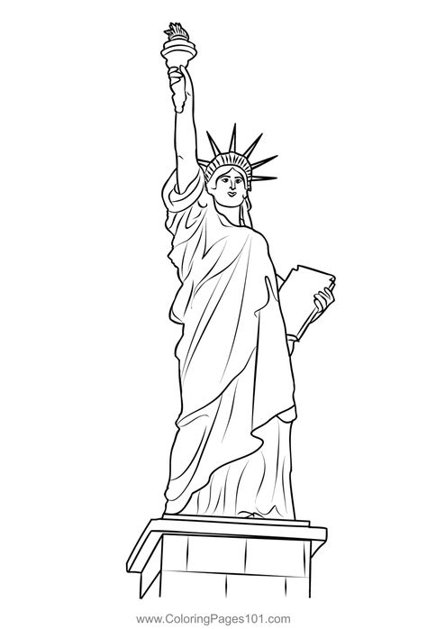 Statue Of Liberty Coloring Page for Kids - Free USA Printable Coloring Pages Online for Kids - ColoringPages101.com Still Life Pencil Shading, Still Life Pencil, Statue Of Liberty Drawing, Trendy Coloring Pages, Cartoons Coloring Pages, Liberty Kids, Door Design Images, Cocoppa Wallpaper, Coloring Page Printable