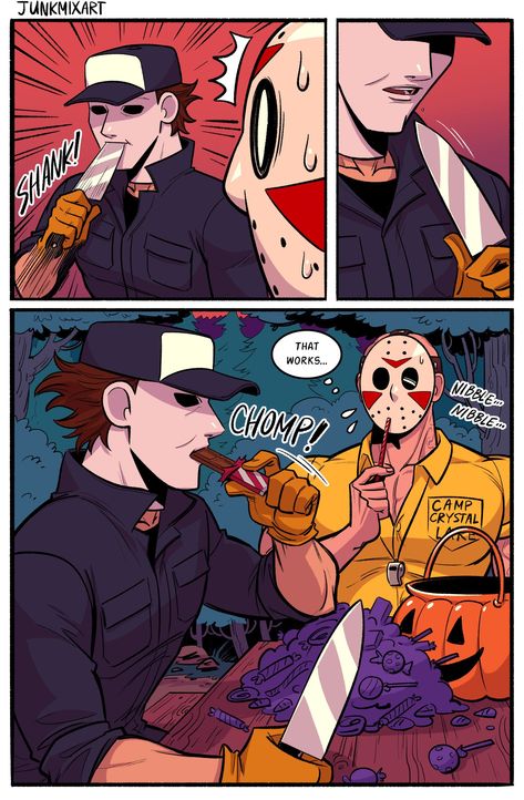 Camp Counselor Jason Comic, Jason X Michael Myers Fanart, Michael Myers X Jason Voorhees Fanart, Jason Voorhees Camp Counselor, Jason Voorhees X Michael Myers, Michael Myers Comic, Jason X Michael Myers, Jason X Michael, Camp Counselor Jason