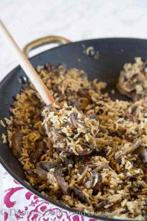 Mushroom Rice Pilaf - an easy homemade rice pilaf with lots of fresh mushrooms! Great side dish recipe for chicken, fish, pork, or beef. Mushroom Rice Pilaf, Mushroom Wild Rice, Wild Rice Recipes, Meal Plan Week, Rice Stuffing, Sides Dishes, Mushroom Rice, Rice Side Dishes, Weekly Meal Plan