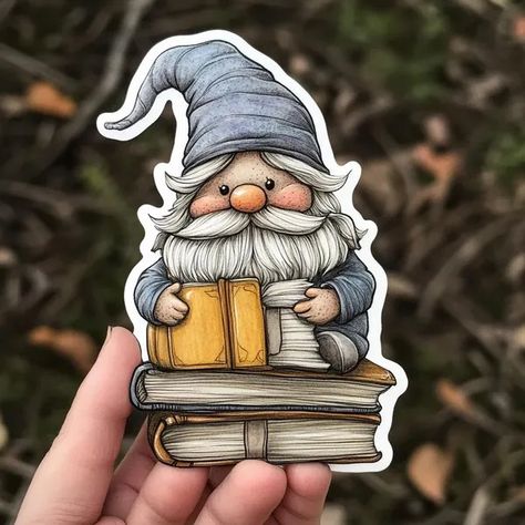 PaperJoyPrintss - Etsy Gnome Reading A Book, Gnomes Book, Lover Sticker, Reading A Book, Sticker Cute, Reading Books, Sticker Collection, Autumn Theme, Book Accessories