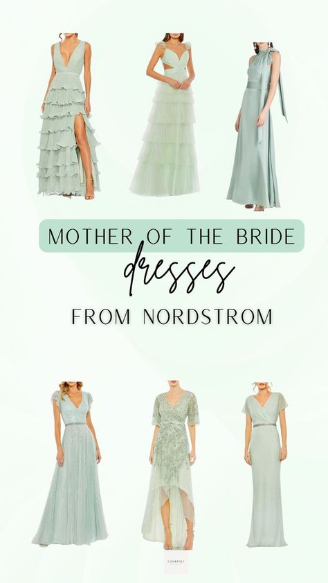 A captivating array of Mother of the Bride dresses in mint green, showcasing Nordstrom's diverse and stylish wedding attire selection," effectively describes the image content and emphasizes the variety and style of the dresses available at Nordstrom in mint green for the Mother of the Bride. Light Green Mother Of The Bride Dresses, Mother Of The Bride Dresses Green, Green Mother Of The Bride Dresses, Green Mother Of Bride Dress, Mothers Gowns, Family Dress, Mog Dresses, Wedding Mint Green, Bride Attire