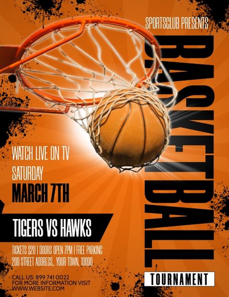 Basketball Tryout Poster, Basketball Camp Flyer, Basketball Presentation, Basketball Design Graphics, Basketball Tournament Poster, Basketball Layout, Basketball Template, Basketball Event, Basketball Flyer