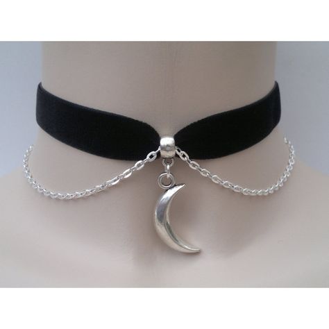 Celana Jogger Wanita, Kalung Choker, Black Velvet Ribbon, Necklaces Choker, Ribbon Choker, Magical Jewelry, Moon Charm, Fantasy Jewelry, Gothic Jewelry