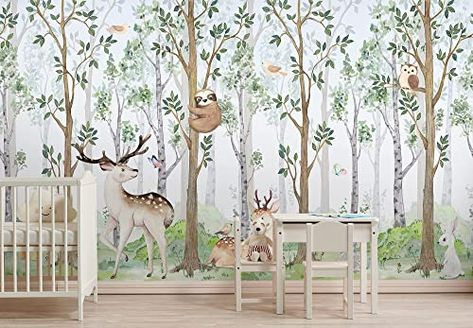 Woodland Nursery Wallpaper, Jungle Wall Mural, Kindergarten Wallpaper, Jungle Mural, Woodland Wallpaper, Woodland Wall, Jungle Wall, Forest Wall Mural, Forest Nursery