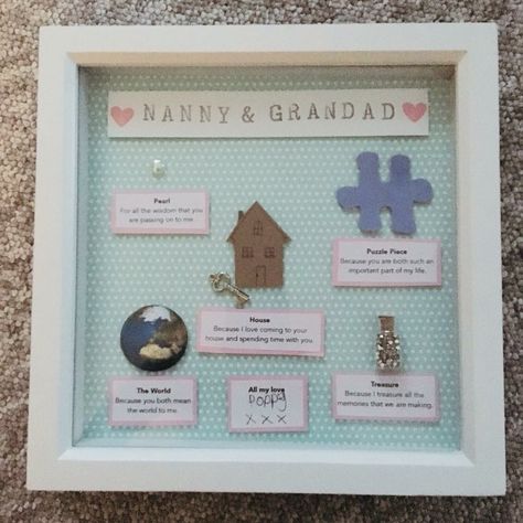 nanny grandad gift homemade box frame Nanny Christmas Gifts, Grandad Gifts, Gifts For Nanny, Gifts Grandparents, Gift Homemade, Grandparents Christmas Gifts, Gifts From Kids, Amazing Christmas Gifts, Nanny Gifts