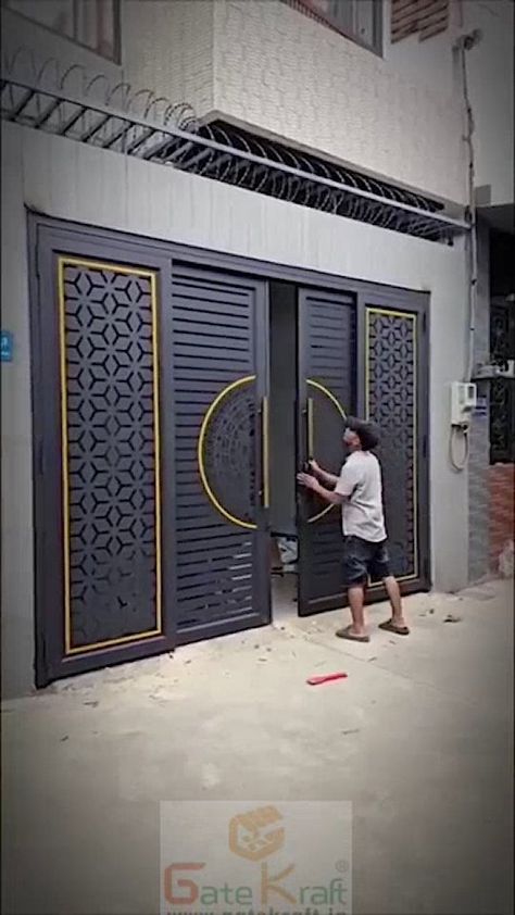 | Sliding folding Door Gate Design it's Amazing work #beautiful #reels #viral #video #interiordesign | Instagram Slide Gate Design, Sliding Main Gate Design, Folding Gate Design, Sliding Folding Door, Main Gate Ideas, Modern Gate Design, Sliding Gate Design, Archways In Homes, Gate Design Modern