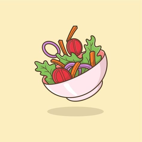 Salad Cartoon, Salad Drawing, Cartoon Drawing, Cartoon Drawings, Cute Cartoon, Vector Art, Vector Free, Salad, Clip Art