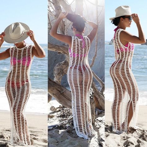 Women Summer Lace Crochet Bikini Cover Up Swimwear Bathing Suit Beach Dress Tops #Ad #Crochet, #Ad, #Bikini, #Cover Crochet Bathing Suit Cover, Crochet Bathing Suits, Mesh Cover Up, Crochet Beach Dress, Sarong Dress, Boho Swimwear, Summer Beach Dress, Crochet Maxi Dress, Suit Swimsuit