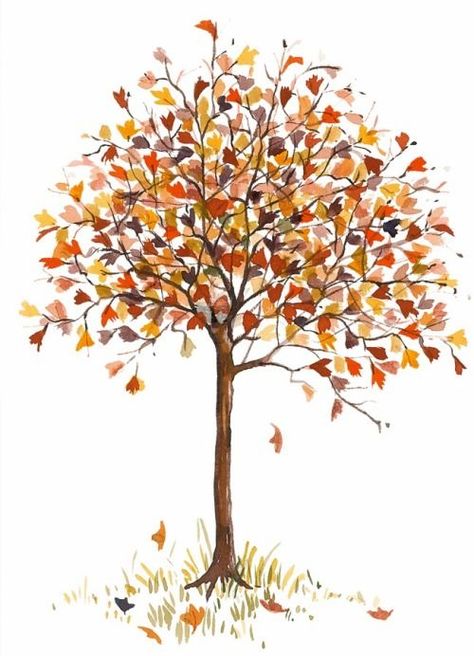 Autumn Illustration, Autumn Tree, Tree Illustration, Autumn Art, Autumn Trees, Hello Autumn, Tree Art, Tree Painting, A Tree