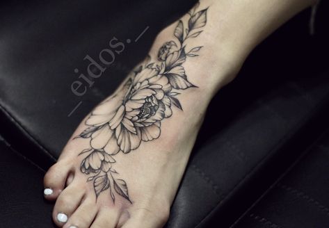 Flower Foot Tattoos For Women, Floral Foot Tattoo, Verse Tattoos, Ankle Tattoos For Women, Tattoos Inspiration, Ankle Tattoos, Pretty Hand Tattoos, Foot Tattoos For Women, Henna Tattoos