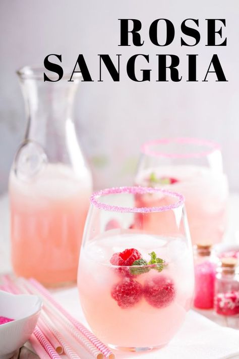 Spanish Sangria, Prosecco Cocktail Recipes, Sangria Drink, Red Wine Sangria, Rose Sangria, Prosecco Cocktails, Rose Cocktail, Raspberry Rose, Sangria Recipe