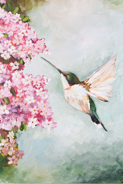 Garden Paintings Acrylic, Birds Painting Acrylic Canvases, Hummingbird Painting Acrylic, Unique Acrylic Paintings, Bird Painting Acrylic, Bird Images, Hello How Are You, Hummingbird Painting, Yellow Door