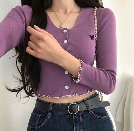 Moda Ulzzang, Teenage Birthday, Cottagecore Dark Academia, Birthday Night, Cottagecore Dark, Korean Clothes, Korean Fashion Outfits, Korean Fashion Women, Purple Top