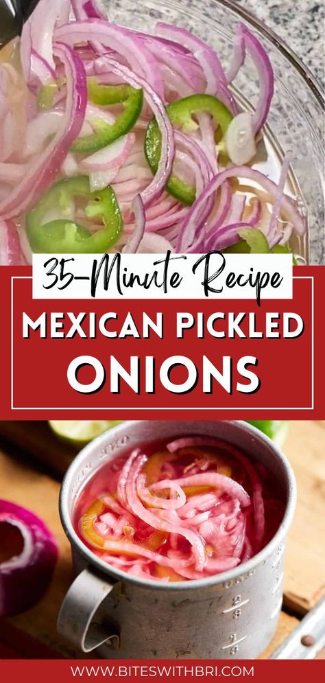 Green Onion Recipes, Red Onion Recipes, Quick Pickled Red Onions, Lime Pickles, Red Onion Salad, Pickled Veggies, Hispanic Food, Pickled Vegetables, Easy Mexican