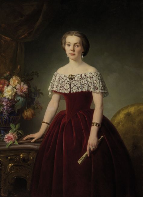 1840s Dress, 1850s Dress, 19th Century Dress, 1830s Fashion, 1850s Fashion, Victorian Portraits, Dress Painting, Century Dress, Style Royal