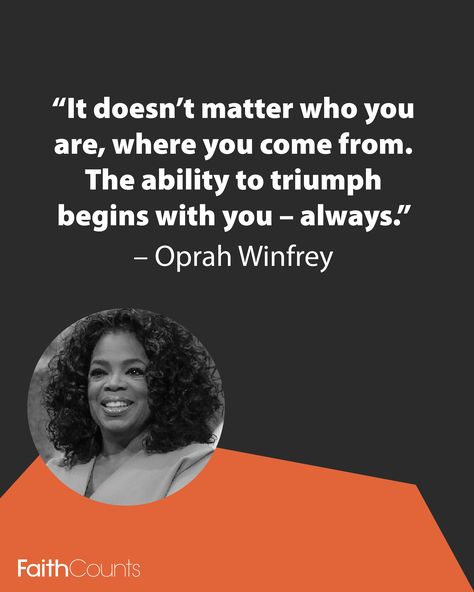 “It doesn’t matter who you are, where you come from. The ability to triumph begins with you – always.” – Oprah Winfrey Oprah Winfrey Quotes, Positive Energy Quotes, It Doesnt Matter, Faith Over Fear, Oprah Winfrey, Queen Quotes, Positive Energy, Inspirational Quotes Motivation, To My Daughter