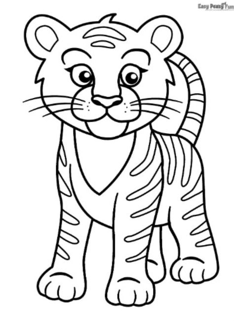 Tiger Drawing Simple, Tiger Drawing For Kids, Tiger Coloring Pages, Tiger Coloring, Cute Tiger Cubs, Tiger Drawing, Tiger Crafts, Tiger Illustration, The Adventure Begins