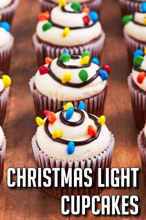 Christmas Light Cupcakes – Christmas Lights Cupcakes right in time for Christmas! This recipe is the perfect holiday dessert idea. Light Cupcakes, Milk Chocolate Cake, Cupcakes Christmas, Themed Treats, Vanilla Cake Mixes, Vanilla Buttercream Frosting, Best Recipes Ever, Instant Pudding Mix, Cupcakes Recipe